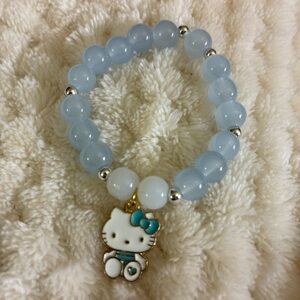 Hello Kitty Bracelet with Light Blue Beads